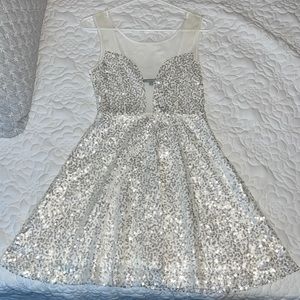 White Sequence Party Dress